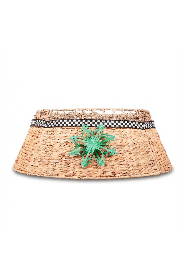 Christmas Tree Skirt with Star Decoration Water Hyacinth and Seagrass 51X73X28 cm