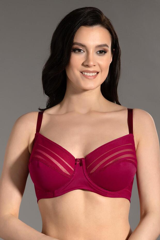 Women's Shaping / Sculpting Burgundy Bra – Mesh Detailed, Shaping Model C0T7N0843
