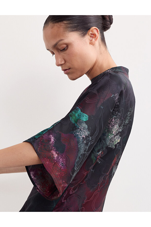 Desenli Mini Elbise - 3