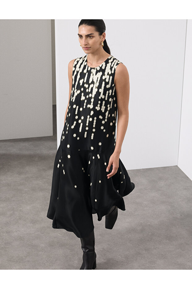 Puantiyeli Maxi Elbise - 2