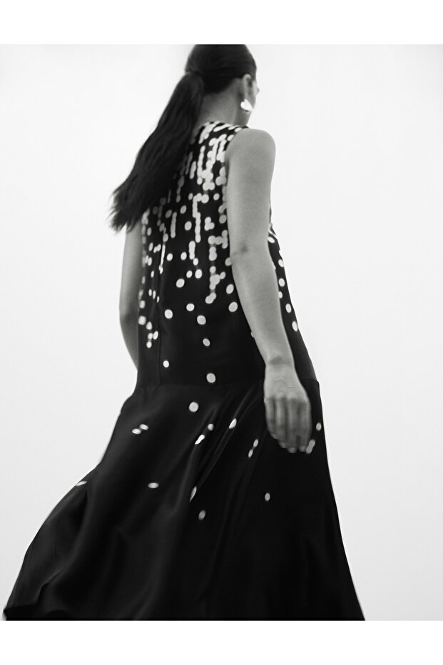 Puantiyeli Maxi Elbise - 3