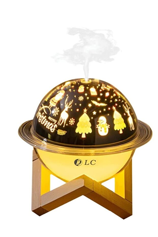 مصباح ليلي LED على شكل قمر مع موزع بقاعدة خشبية - DLC-32502
