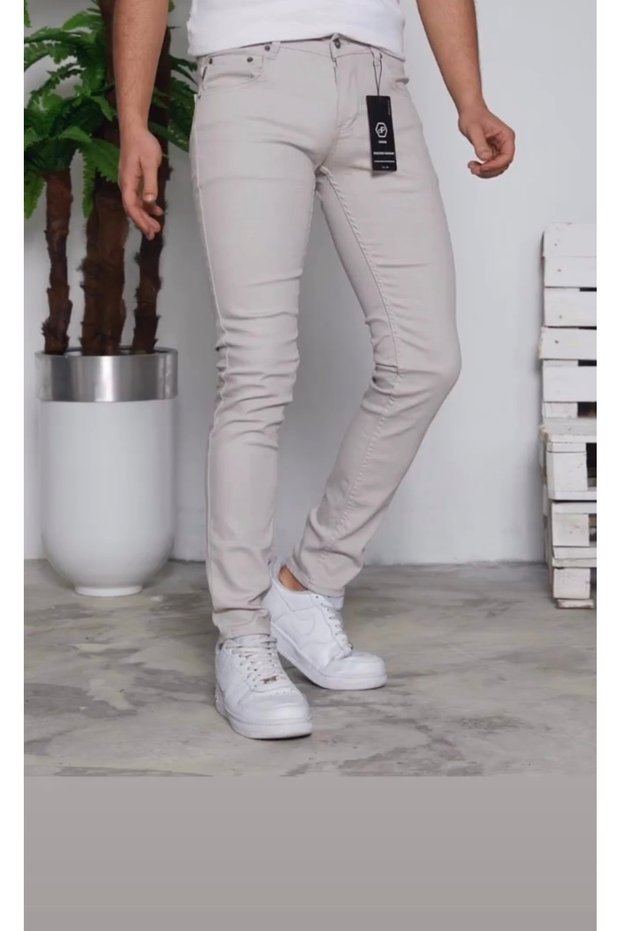 Atk Giyim Premium Men's Slim Fit Pants: Stretch Fabric, Fitted Fit in White, Beige, and Grey Shades