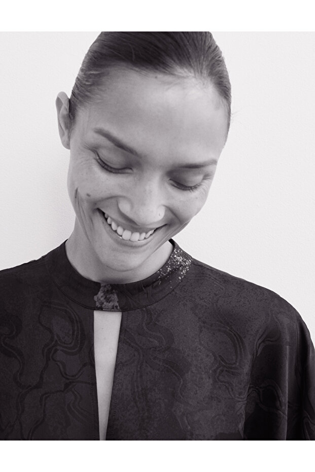 Desenli Mini Elbise - 4