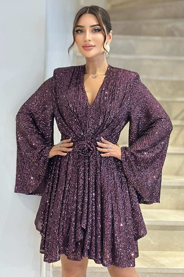 Payetli kısa elbise - 3