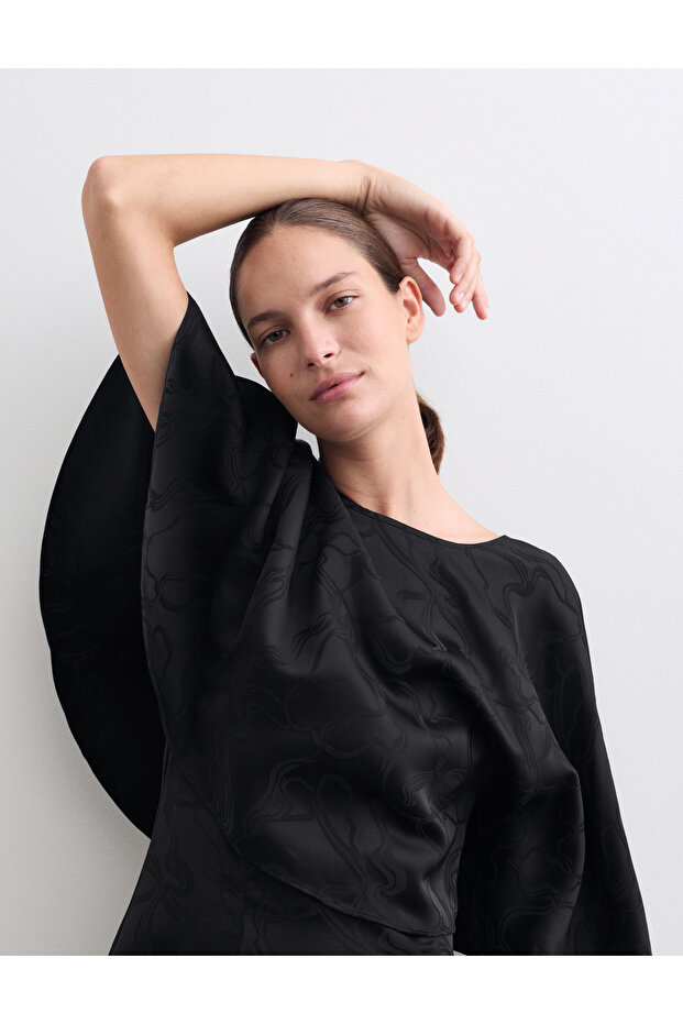 Viskon Kısa Shift Elbise - 4