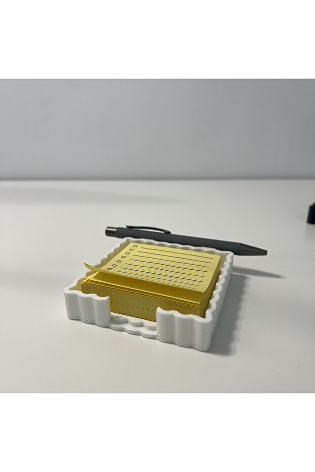 Note holder + pen space + template, white, PLA