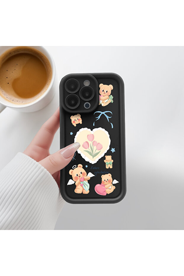 حافظة سيليكون سوداء بنمط لطيف مقاومة للصدمات متوافقة مع هاتف iPhone 12 - 4