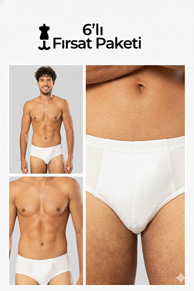 Erdem White 6-Piece Combed Cotton Slip 13006 Xs-S Size