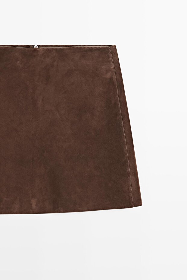 Süet deri mini etek - 6