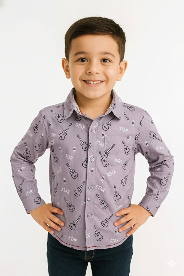 Mini Maestro Guitar Print Shirt