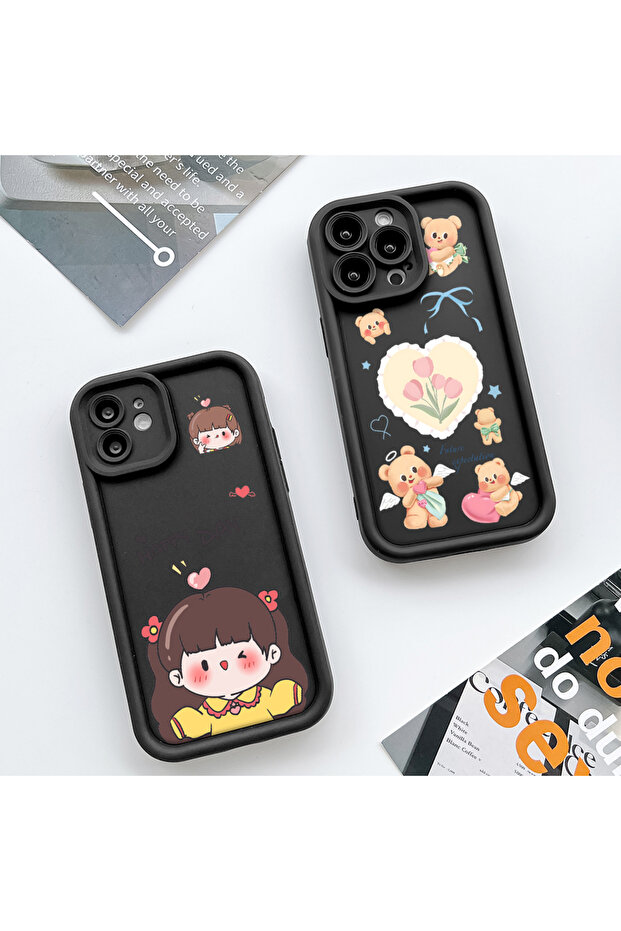 حافظة سيليكون سوداء متوافقة مع هاتف iPhone 14 Pro مقاومة للصدمات وذات نمط لطيف - 7