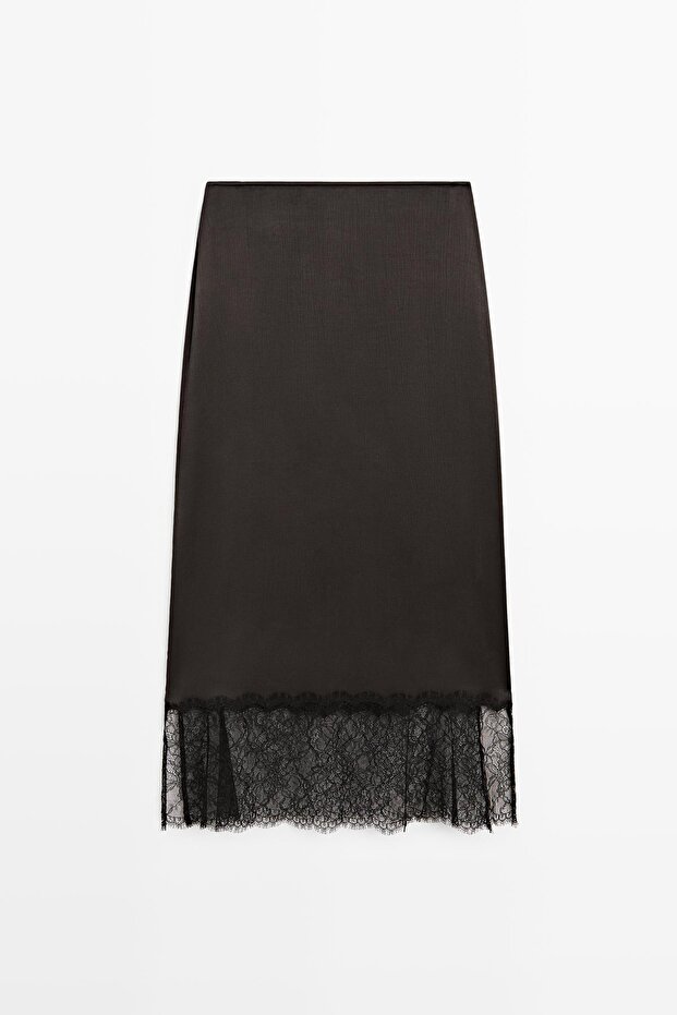 Dantelli kamisol midi etek - 1