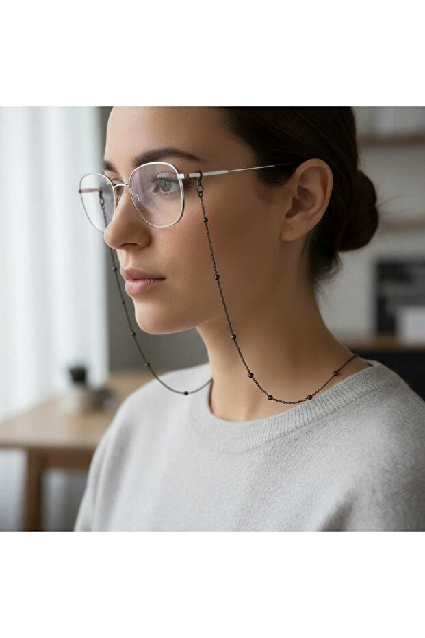 Gun Metal Color Lightweight Eyeglasses Chain
