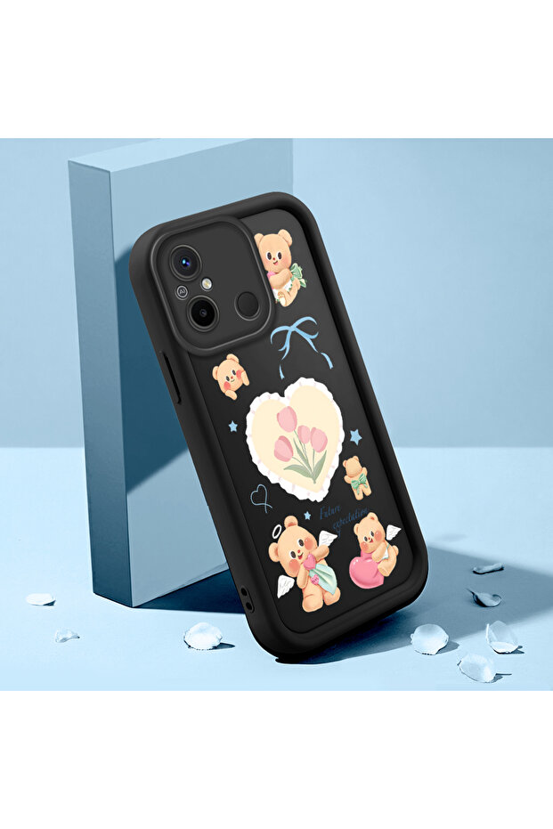 حافظة سيليكون سوداء متوافقة مع هاتف Xiaomi Poco C55 مقاومة للصدمات وذات نمط لطيف - 1