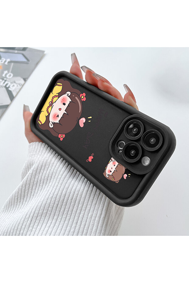 حافظة سيليكون سوداء متوافقة مع هاتف iPhone 14 Pro مقاومة للصدمات وذات نمط لطيف - 5