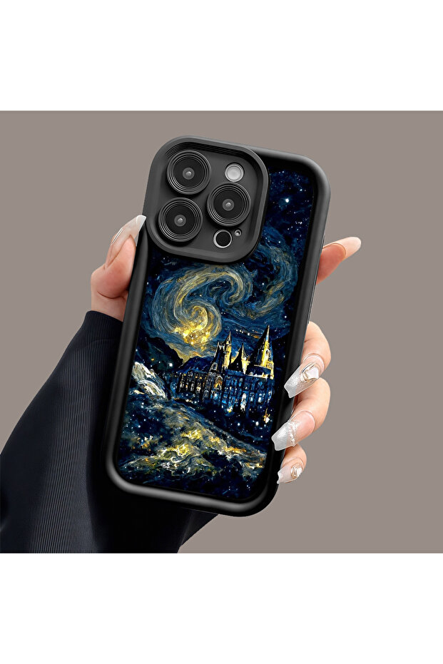 حافظة سيليكون سوداء بنمط السماء الساحرة متوافقة مع هاتف iPhone 16 - 4