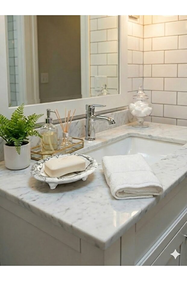 Ceramic Marble Pattern Solid Soap Dish - 4