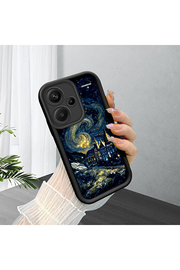 حافظة سيليكون سوداء متوافقة مع هاتف Xiaomi Redmi Note 13 Pro Plus بنمط السماء الساحرة - 1