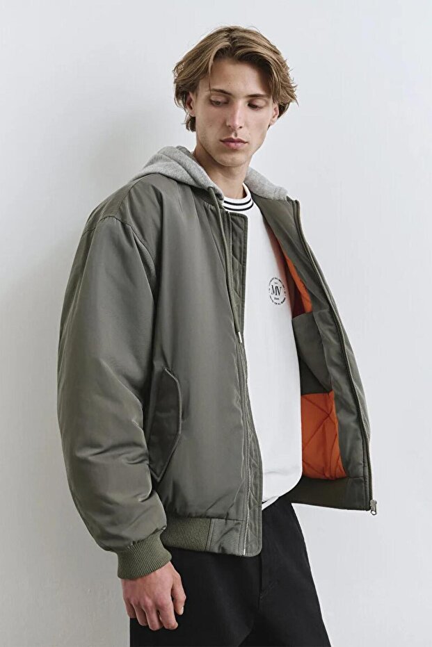 KAPÜŞONLU CEKET Smokey Olive - 2