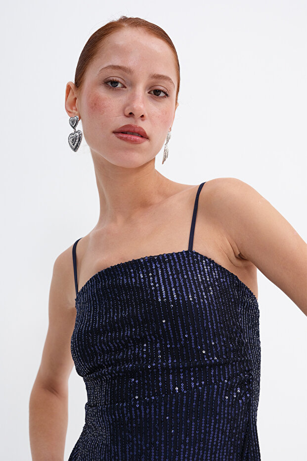 Payetli Mini Elbise E17773 - 3