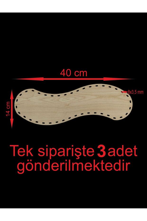 Wooden Cream 40X14 cm 3 Pieces Bamboo Tray Knitting Plate Supla Raddan Coaster Crochet Base Craft Basket Base