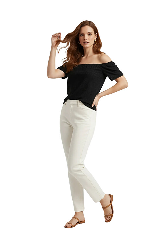 Bluse mit U-Boot-Ausschnitt - 2