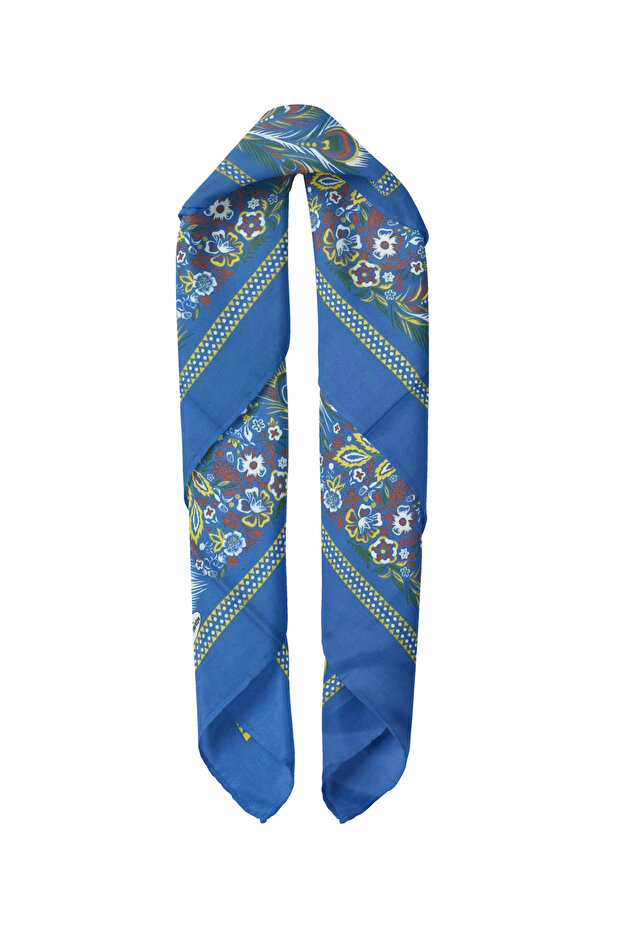 وشاح قطني منقوش 75×75 سم - 3