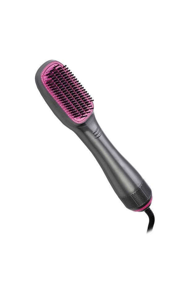 Professional Hot Air Brush & Hair Dryer Styler -3-in-1 Straightening & Curling, Anti-Scald Bristles