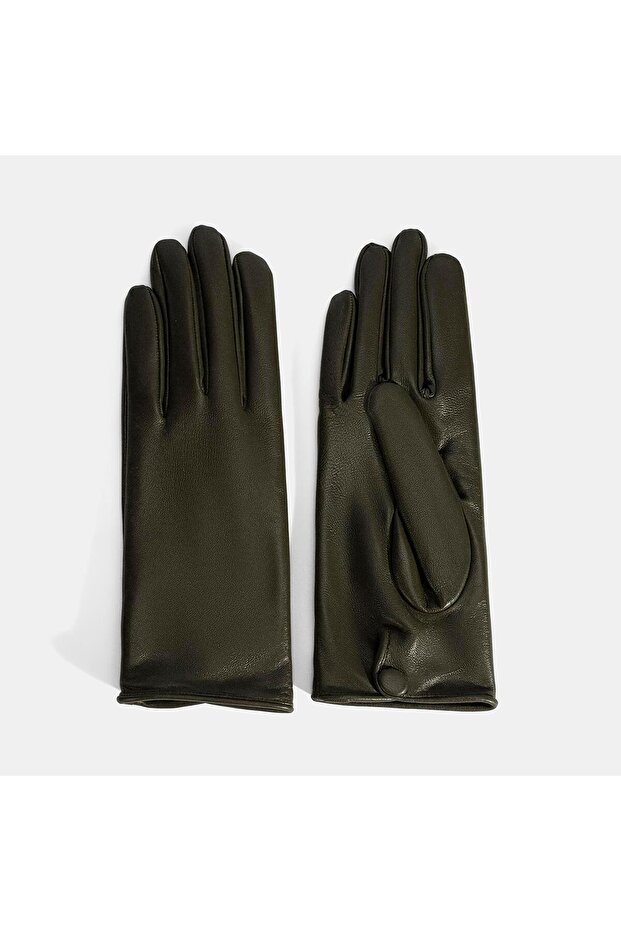 Kadın Yeşil Deri Eldiven - 2