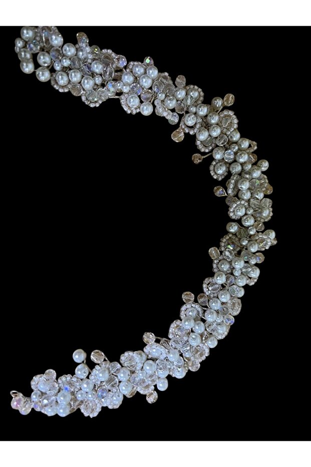 Hair Bridal Crown with Beads and Stones