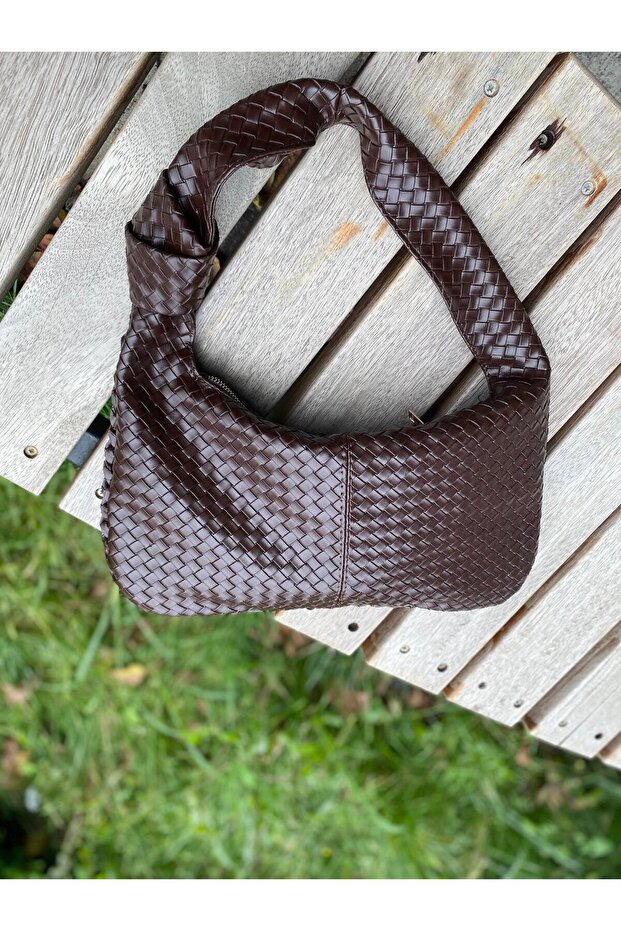 Women's Mini Shopper Braided Bitter Brown Hand and Shoulder Bag