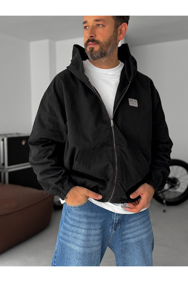 Siyah Kapüşonlu Kot Sweatshirt JJ-139 - 3