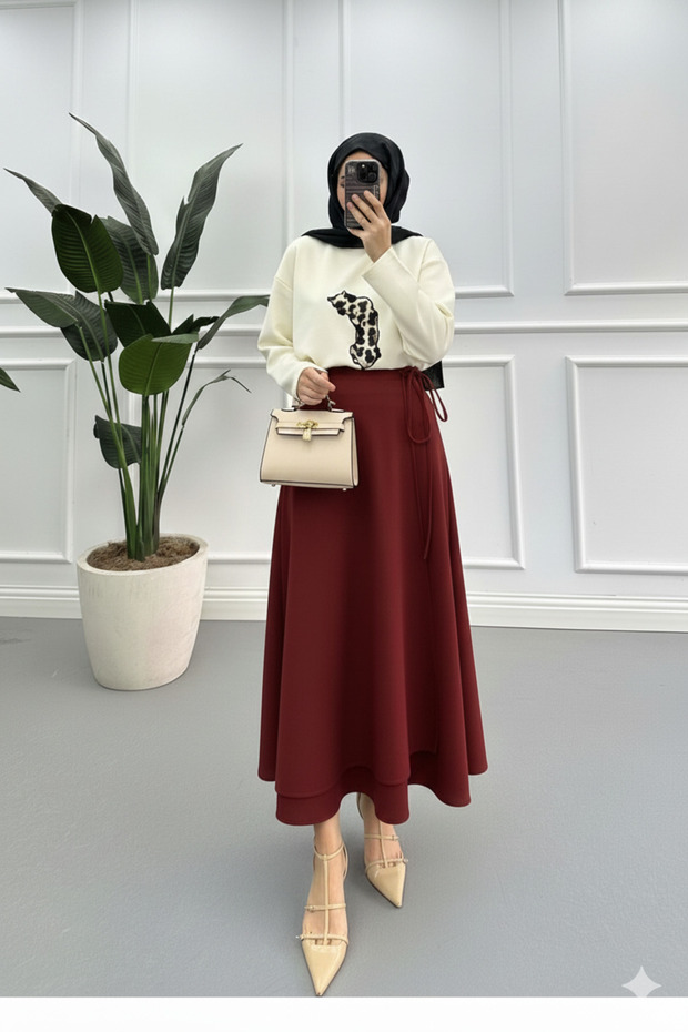 Scuba Fabric Wrap Tie Skirt