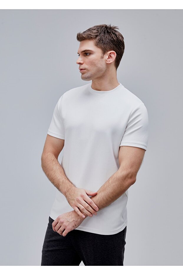 Beyaz Renk Basic Modal Tshirt - 7