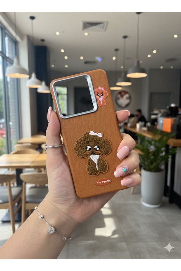 Xiaomi Redmi Note 13 Pro 5g Case Cute Poddle Embroidered Leather Look Flexible Phone Case