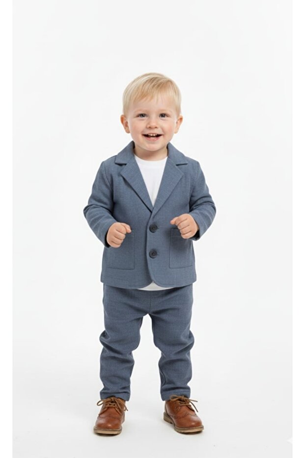 Boys' Natural Fabric Woven Thin Linen Short Sleeve Badi Jacket Pants Sports Set