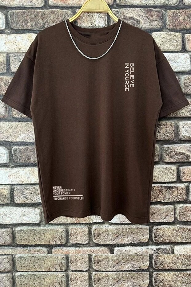 Men's Belive in Yourself Printed Oversize T-shirt