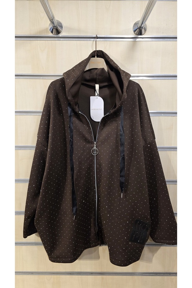 Stone Printed Jacket Hooded Oversized - 1