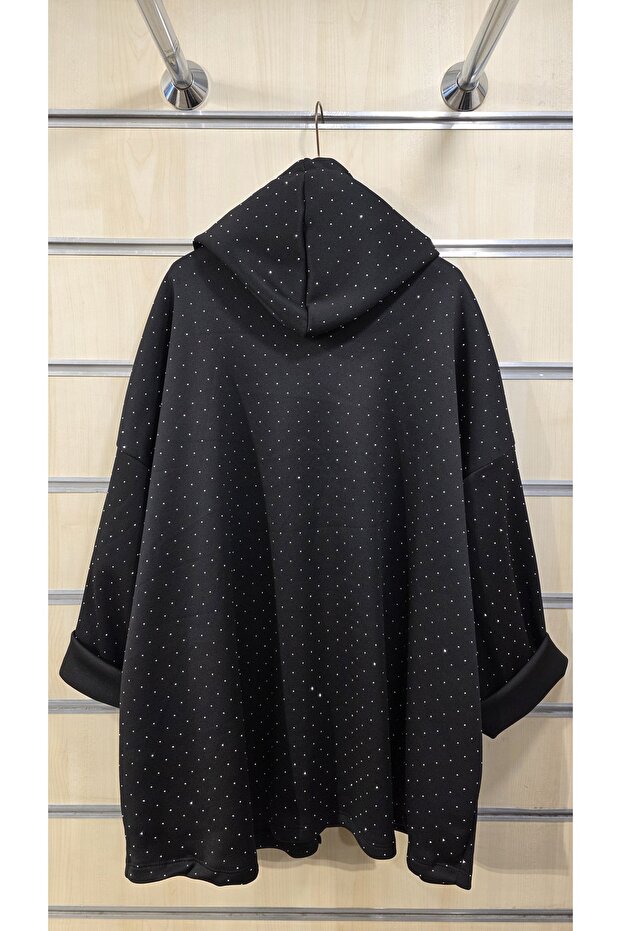 Taş Baskılı Ceket Kapüşonlu Oversize - 5