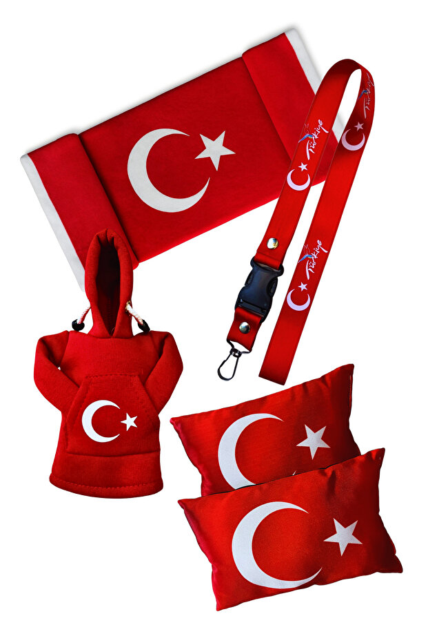 Turkish Flag Gear Shift Cover & Digital Printed Car Pillow & Gear Shift Cover Fleece & Auto Mirror Hanger