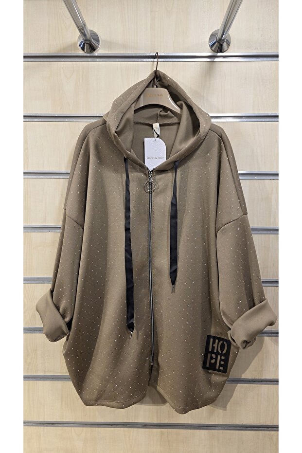 Stone Printed Jacket Hooded Oversized