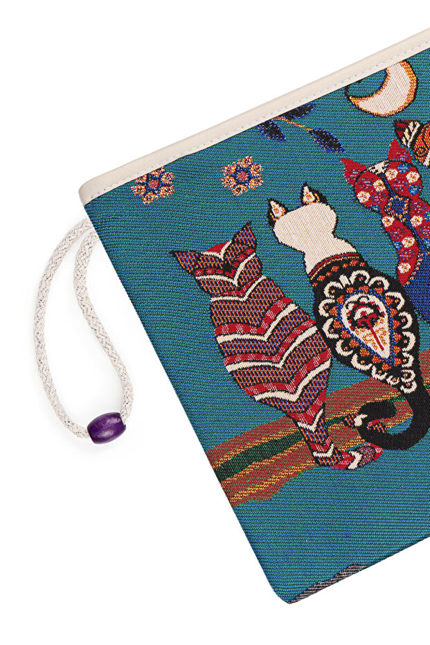 Cat Pattern Tapestry Handbag - 3