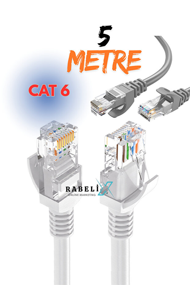 كابل إيثرنت Cat6 بطول 5 أمتار - كابل شبكة إنترنت Rj45 عالي السرعة بسرعة 1000 ميجابت في الثانية