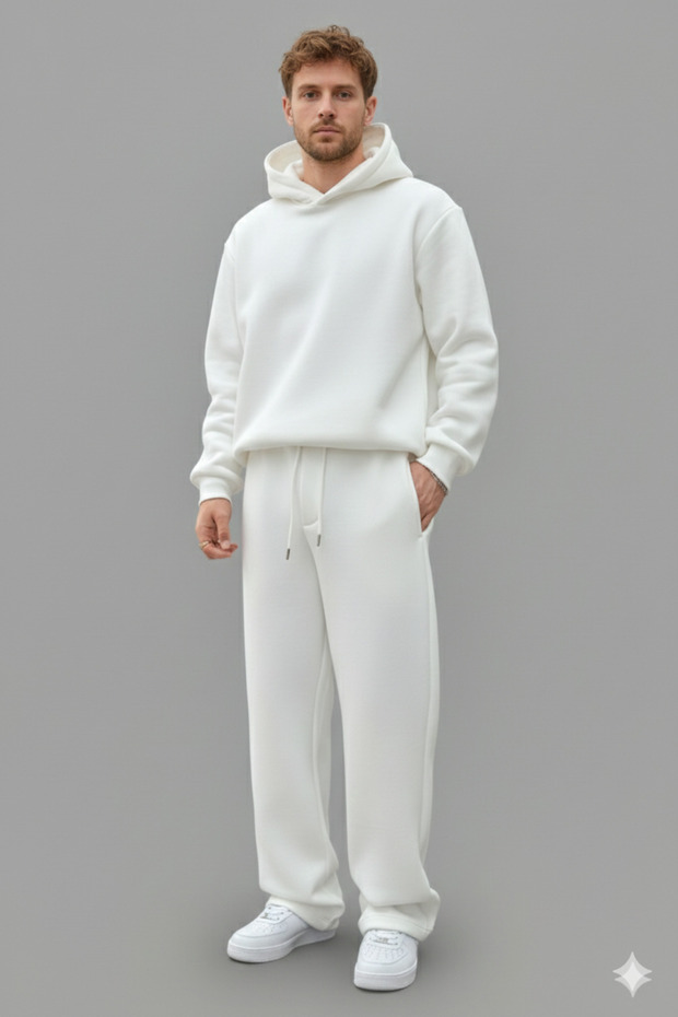 Oversized Baggy Tracksuit Set | Winter Thick Inside 3-Thread Brushed Wide-Leg Sweatpant Top and Bottom Set