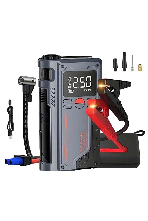 1000A Portable Jump Starter & Air Compressor (150PSI) - 12V 29.6Wh for Cars & Trucks, Smart Display