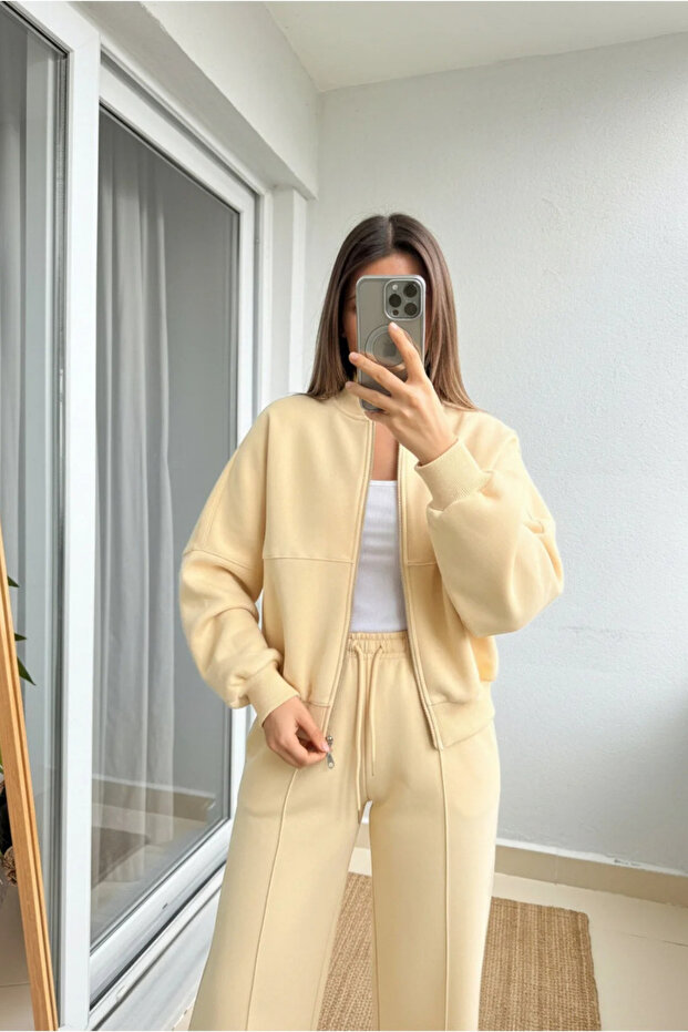 طقم سترة نسائية أساسية مريحة بثلاث خيوط - 3