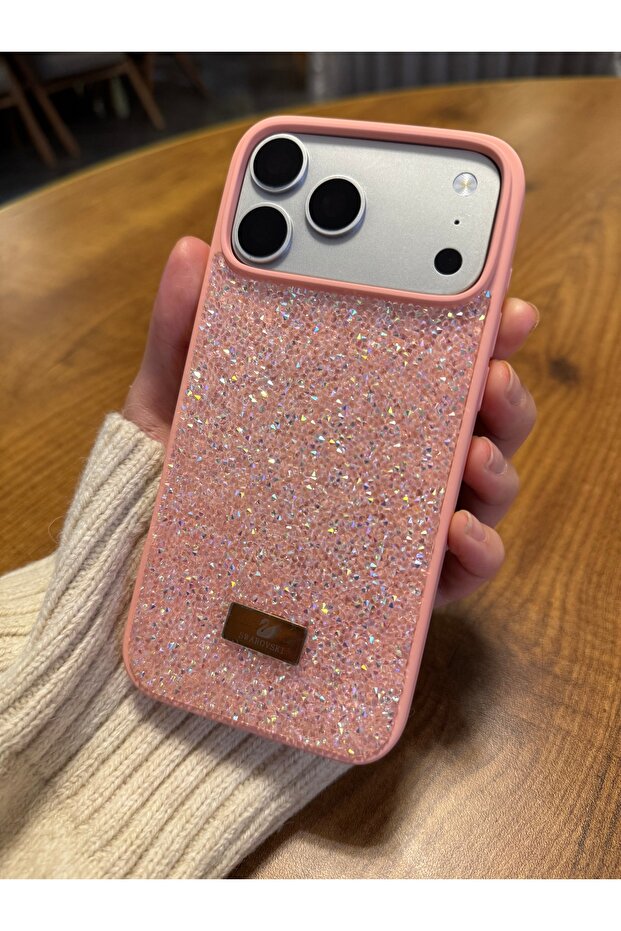 Orange phone case with stone design compatible with iphone 17 pro max
