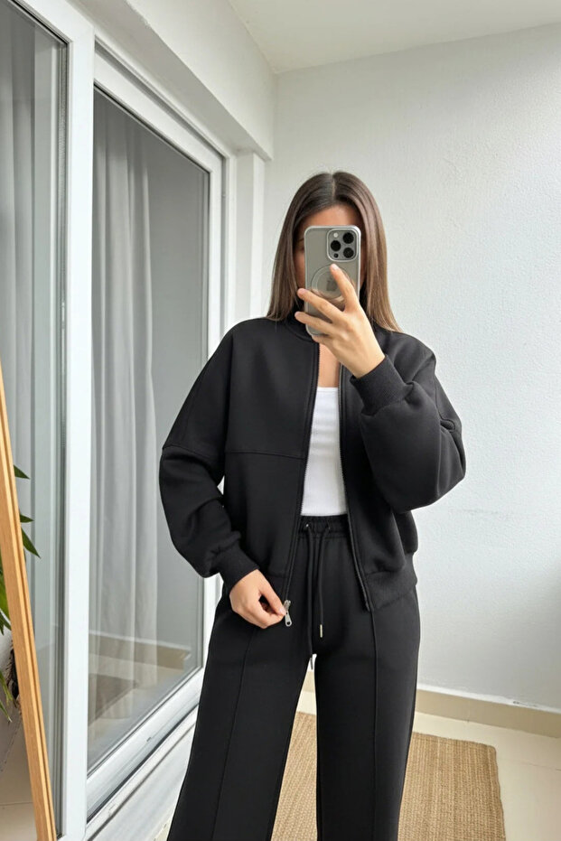 طقم سترة نسائية أساسية مريحة بثلاث خيوط - 3