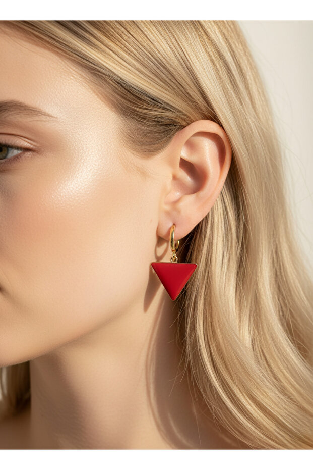 Minimal Triangle - Enamel Dangle Triangle Earrings